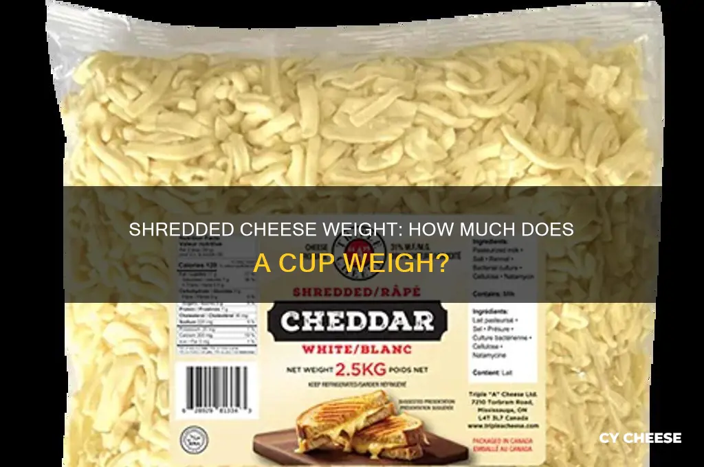 how much is a cup of shredded cheese weigh
