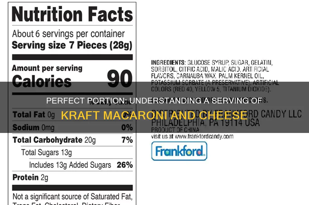 how much is a serving of kraft macaroni and cheese