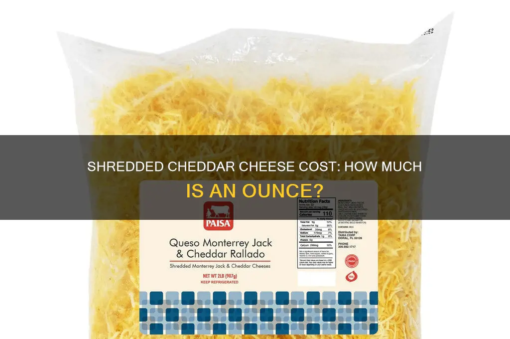 how much is an ounce of shredded cheddar cheese