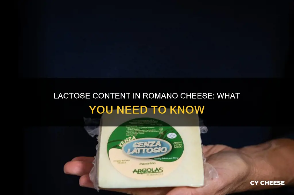 how much lactose does romano cheese have