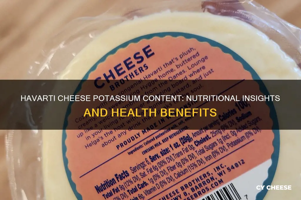 how much potassium in havarti cheese