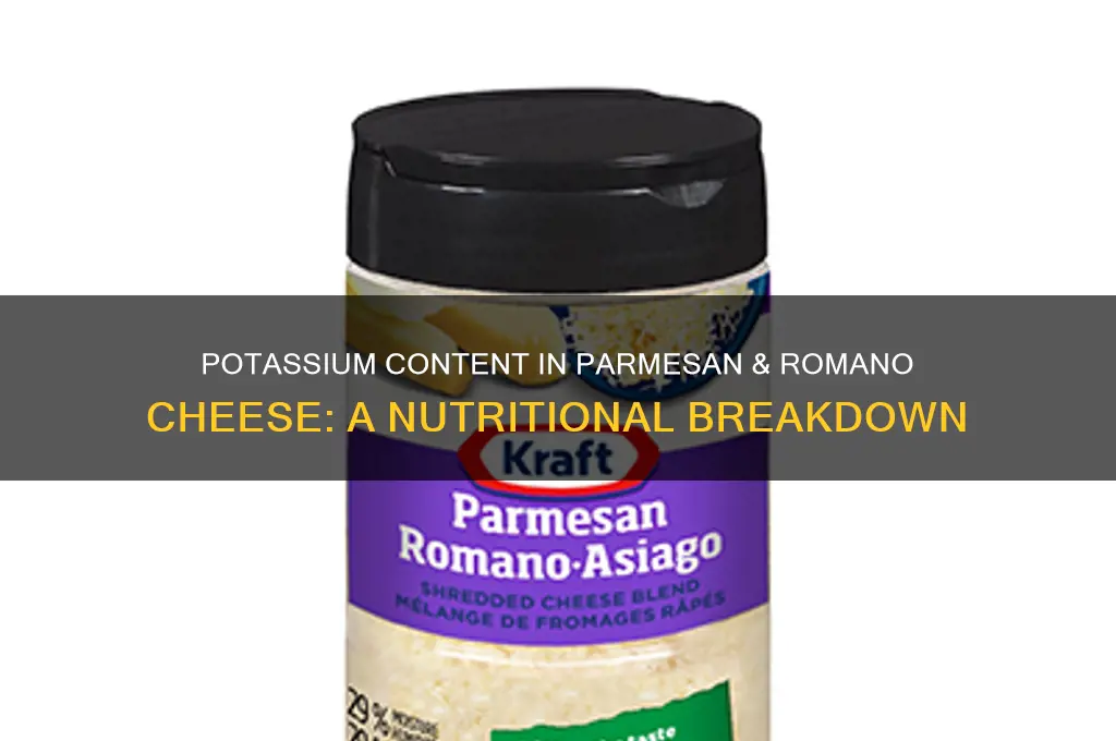 how much potassium in parmesan & romano cheese