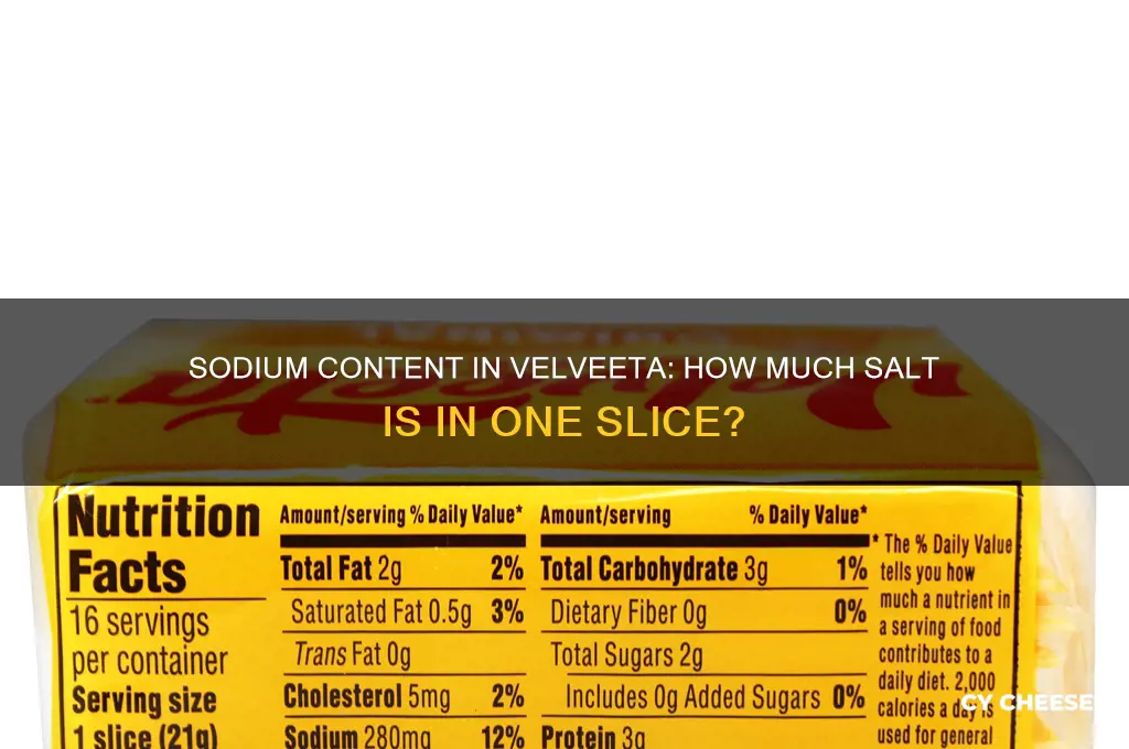 how much salt in a slice of velveeta cheese