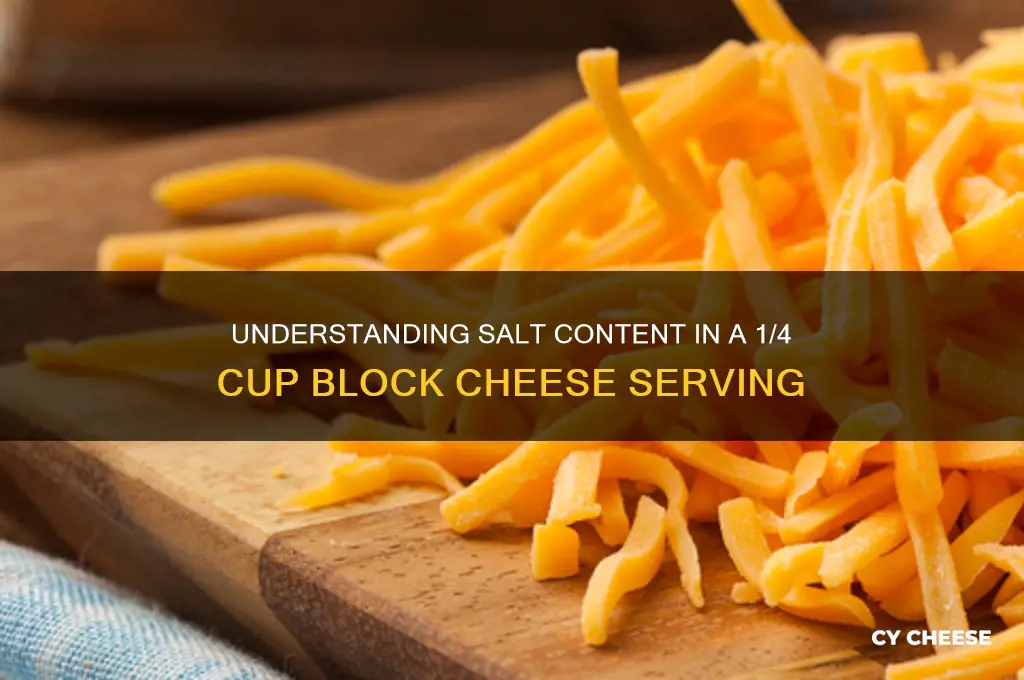 how much salt is in 1 4 cup block cheese