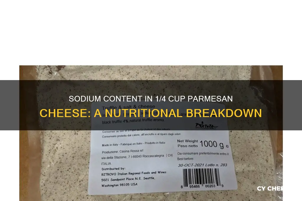 how much sodium in 1 4 cup parmesan cheese