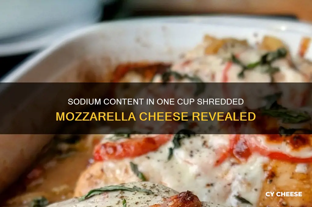 how much sodium in 1 cup shredded mozzarella cheese