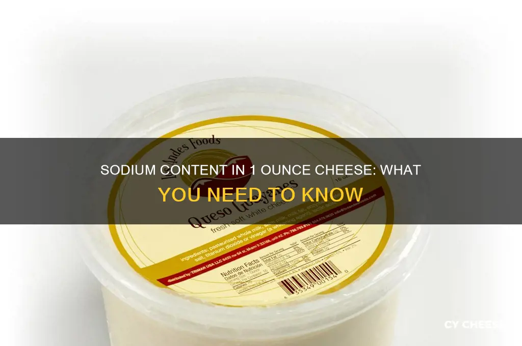 how much sodium in 1 ounce cheese