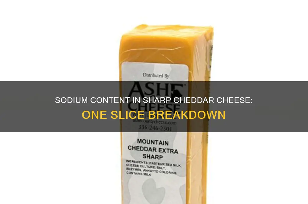how much sodium in a slice of sharp chedder cheese