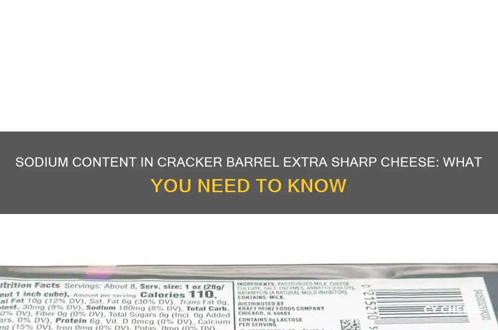 how much sodium is in cracker barrel extra sharp cheese