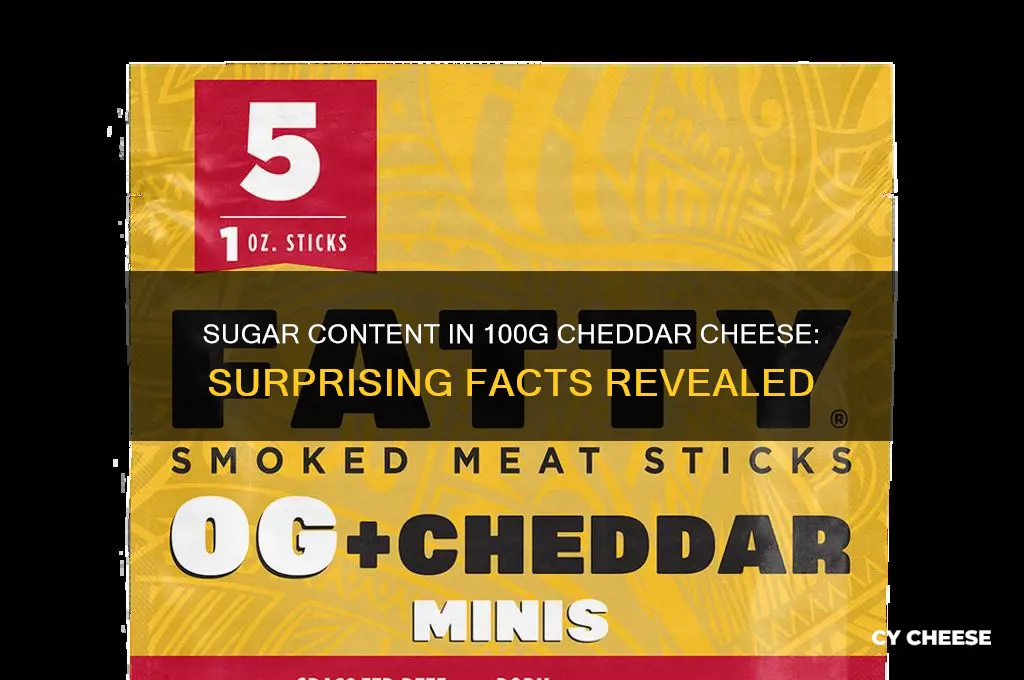 how much sugar in 100g cheddar cheese