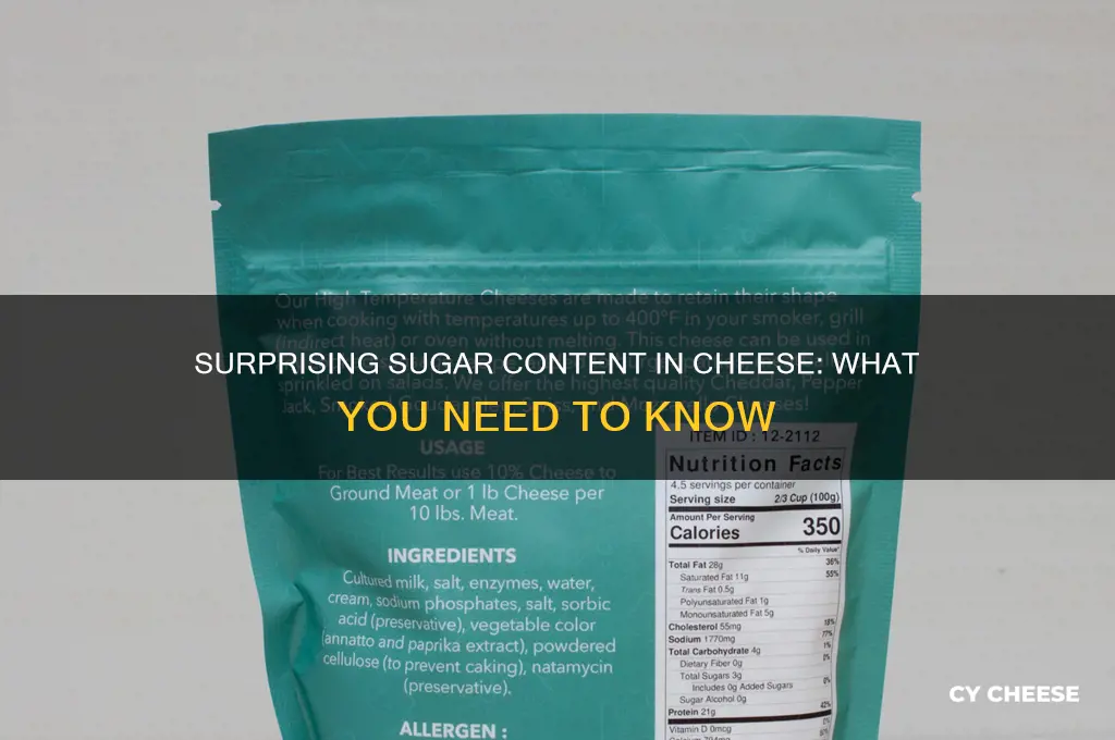 how much sugar is in cheese