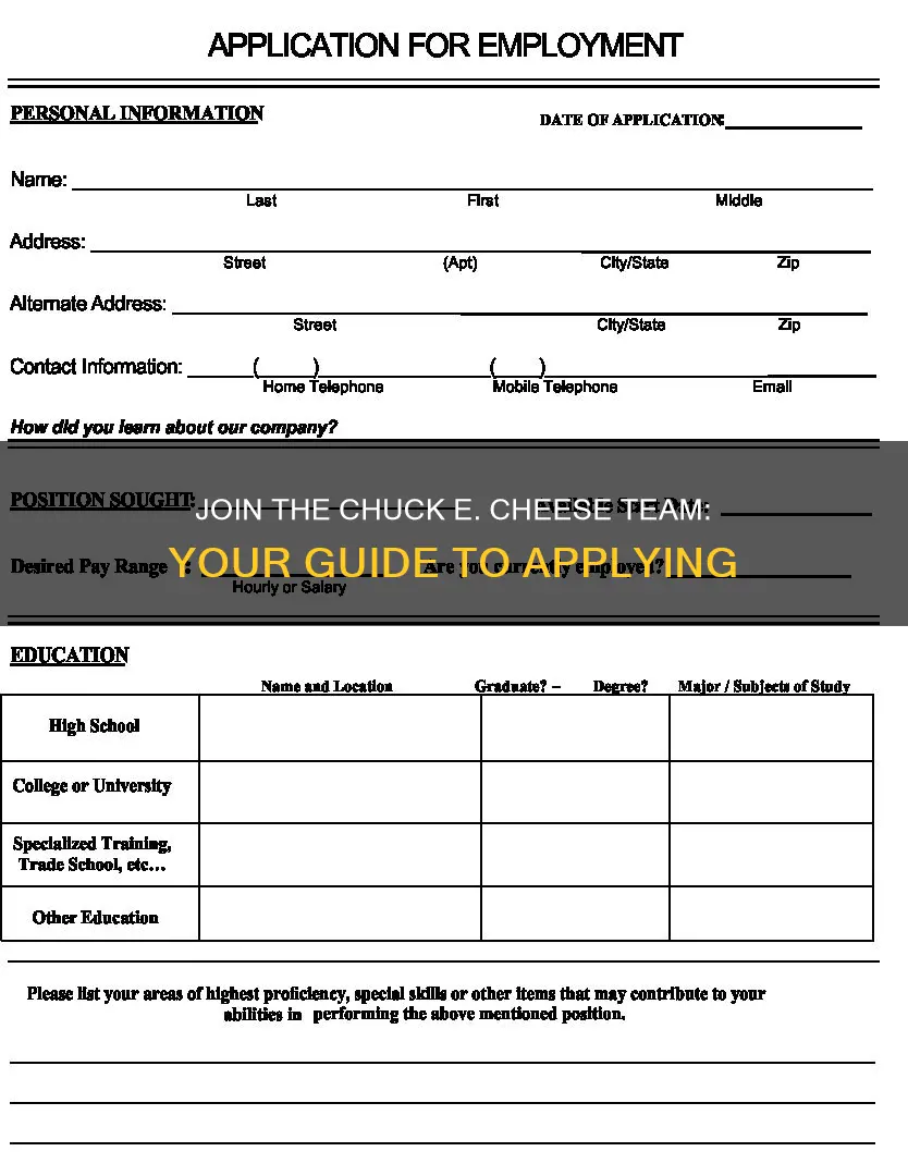 how to apply at chuck e cheese