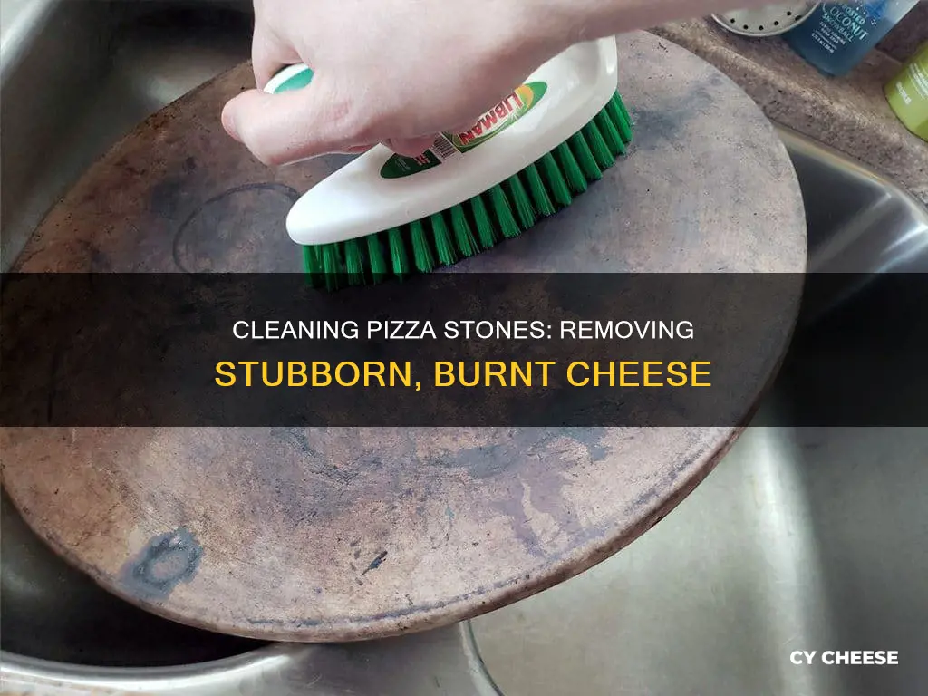 how to clean a pizza stone with burnt cheese