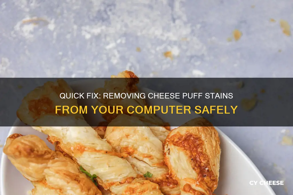 how to clean cheese puff stain on computer