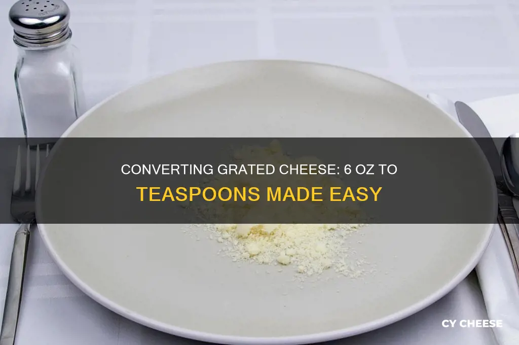 how to convert 6 oz of grated cheese into teaspoons
