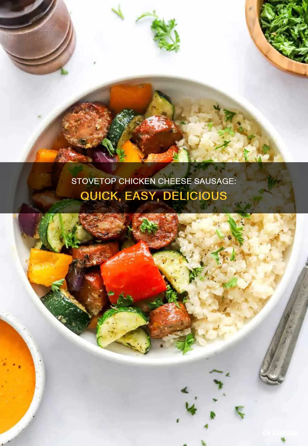 how to cook chicken cheese sausage on stove