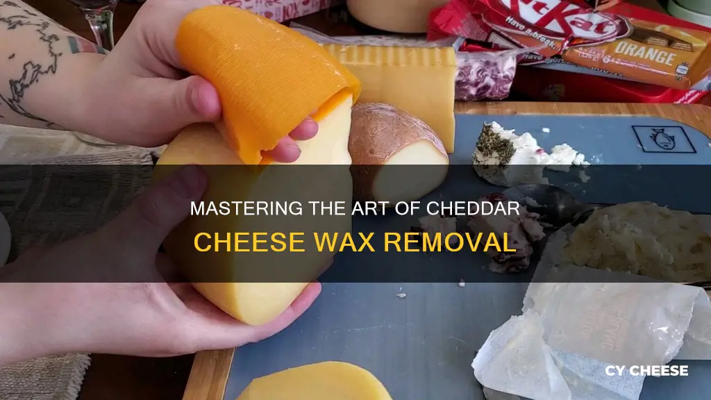 how to cut wax off of cheddar cheese