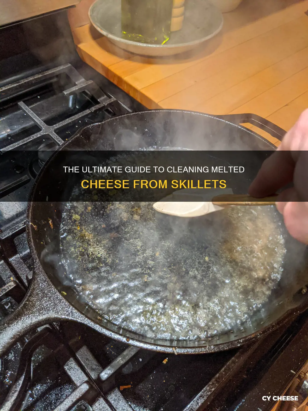 how to get melted cheese out of a skillet