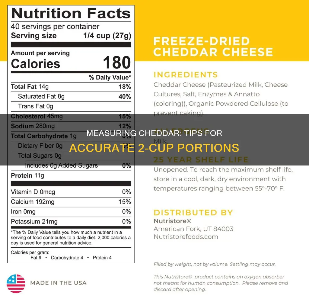 how to measure 2 cups of cheddar cheese