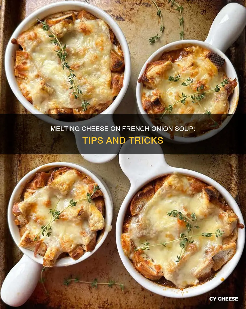how to melt cheese on french onion soup