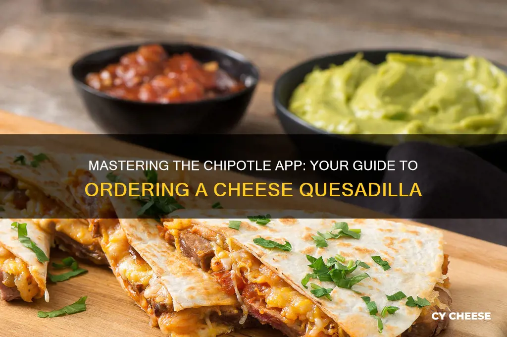 how to order a cheese quesadilla on the chipotle app