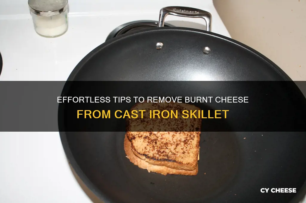 how to remove burnt cheese from cast iron skillet