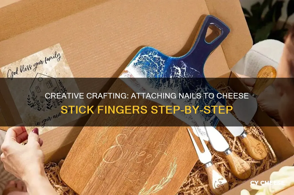 how to stick nail to cheese stick fingers