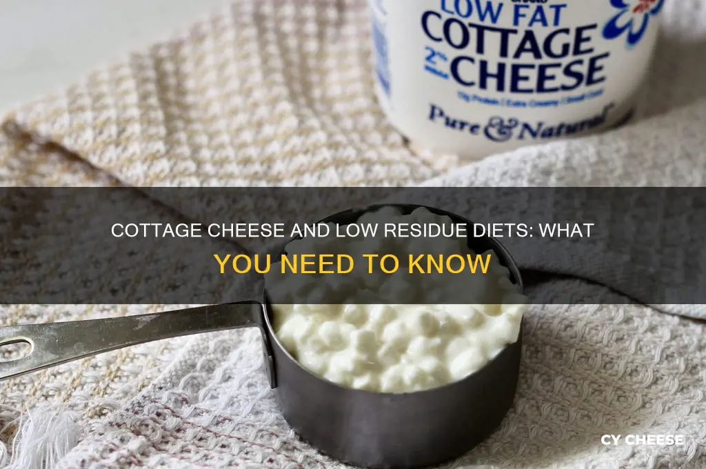 is cottage cheese on a low residue diet