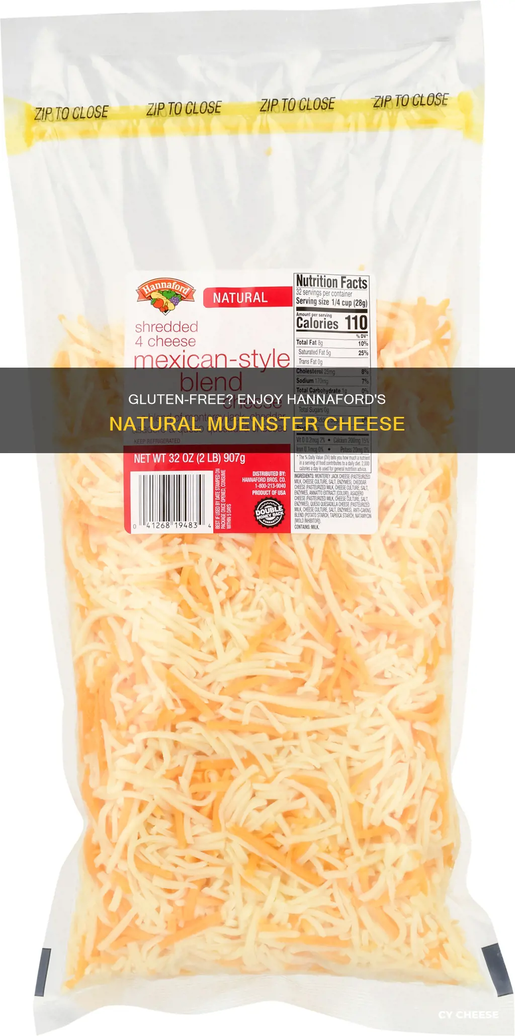 is hannaford natural muenster cheese gluten free