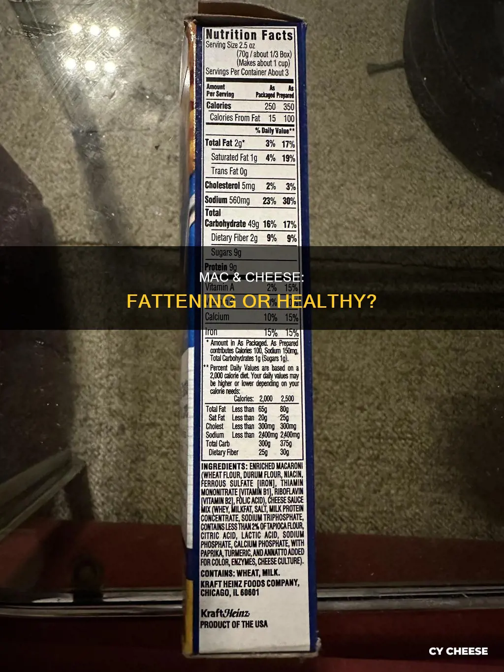 is kraft macaroni and cheese fattening