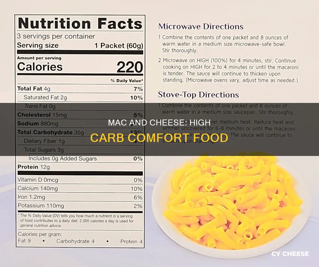 is macaroni and cheese high in carbs