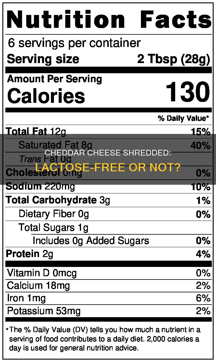 is shredded cheddar cheese lactose free