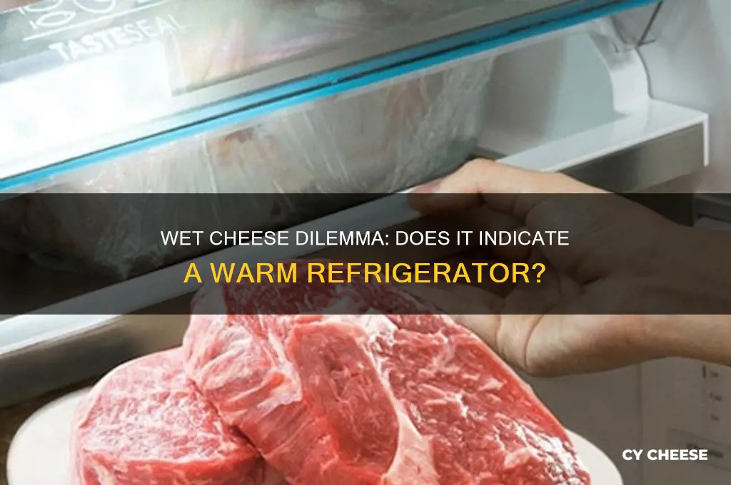 is wet cheese a sign of a warm refrigerator