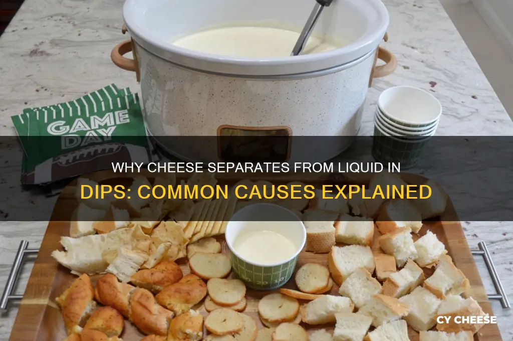 what causes cheese to seperate fromm liquid in dip