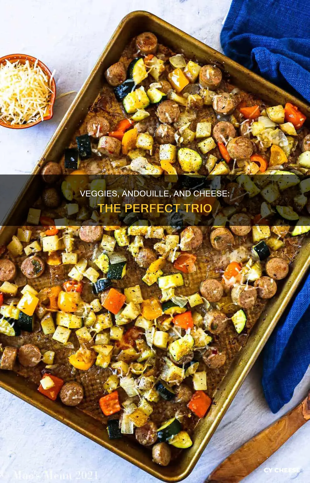 what cheese to put with andouille sausage and veggies