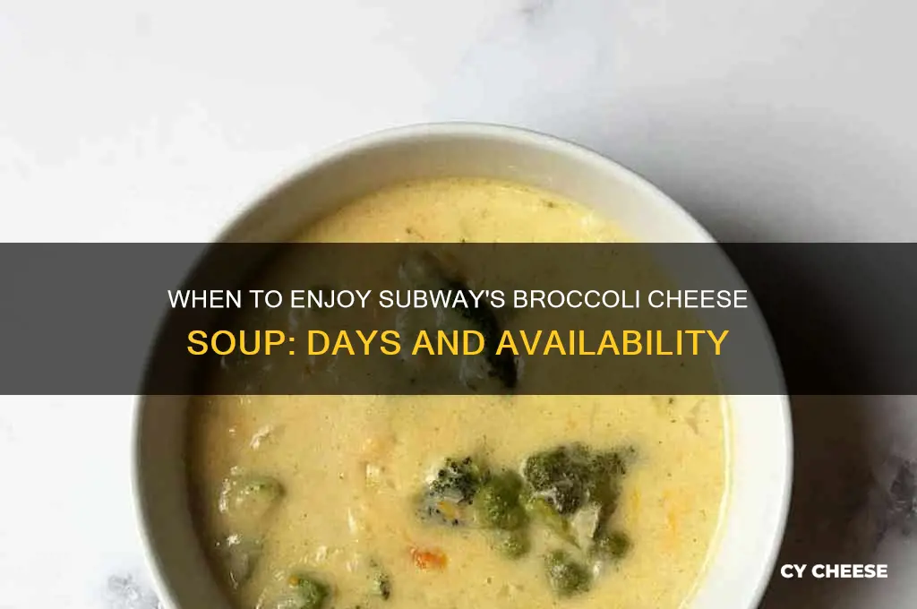 what days does subway have broccoli cheese soup