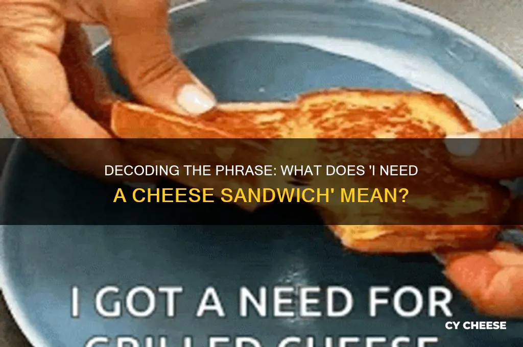 what does i need a cheese sandwich mean