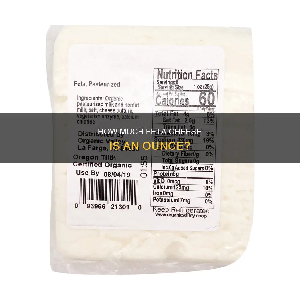 what does one ounce of feta cheese look like