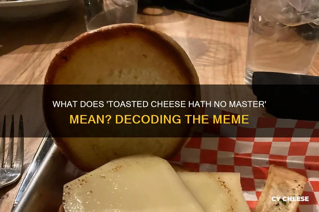 what does toasted cheese hath no master mean