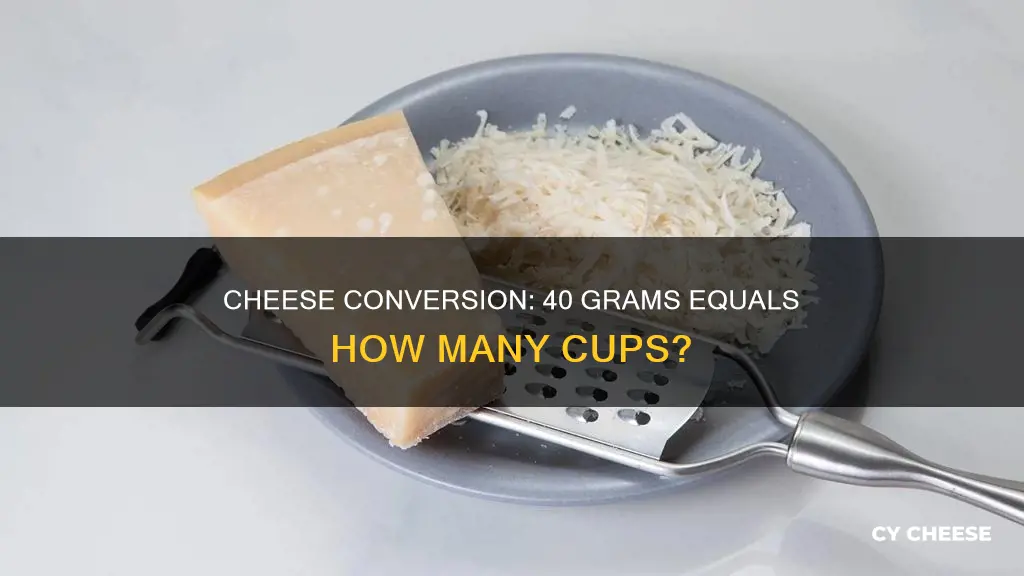 what is 40 grams of cheese in cups