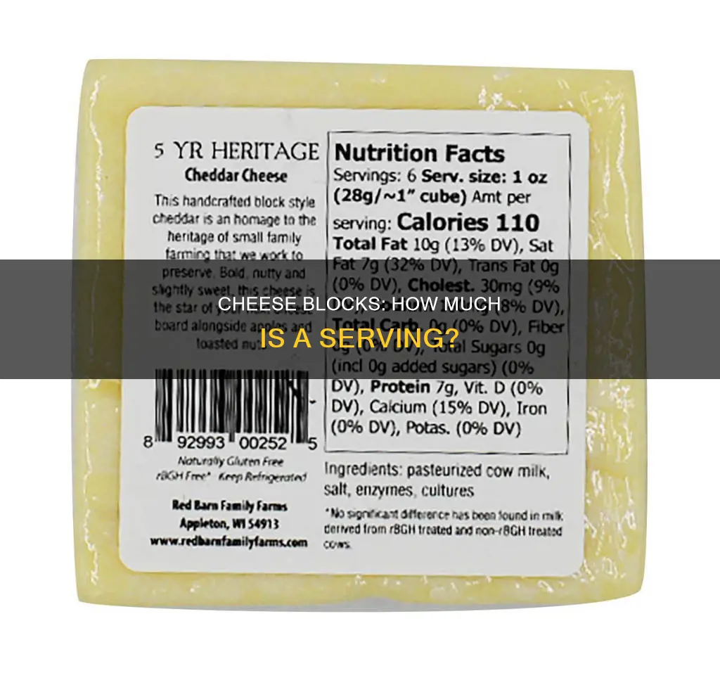 what is a serving size in grams for block cheese