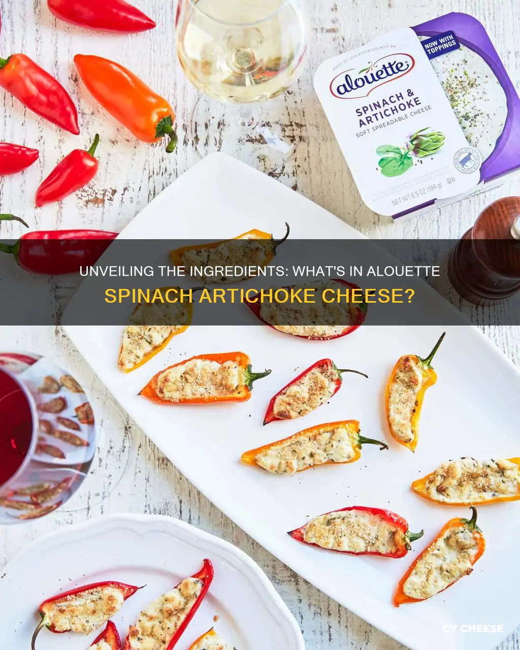 what is alouette spinach artichoke spreadable cheese made of