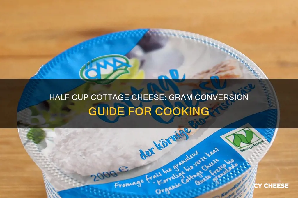 what is half a cup of cottage cheese in grams