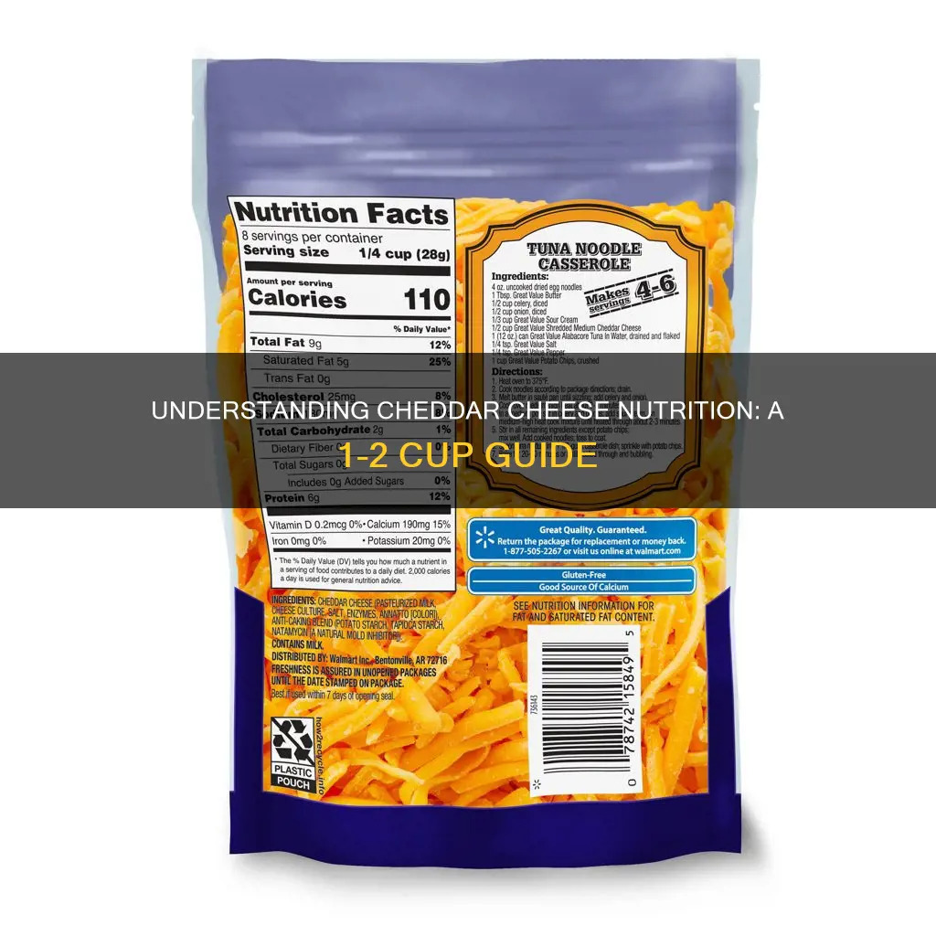 what is nutrition for 1 2 cup sharp cheddar cheese