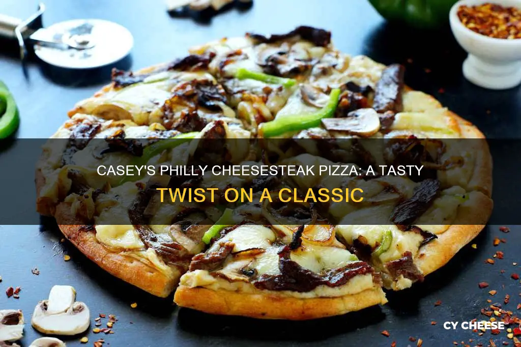 what is on caseys philly cheese steak pizza