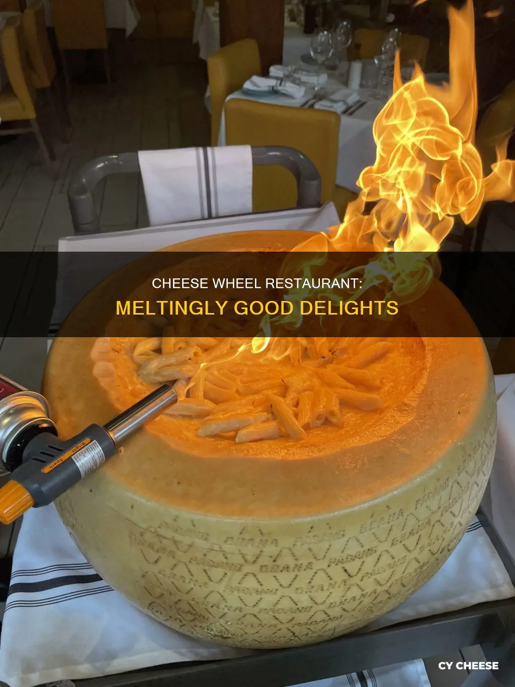 what is the huge wheel of cheese melts at restaurant