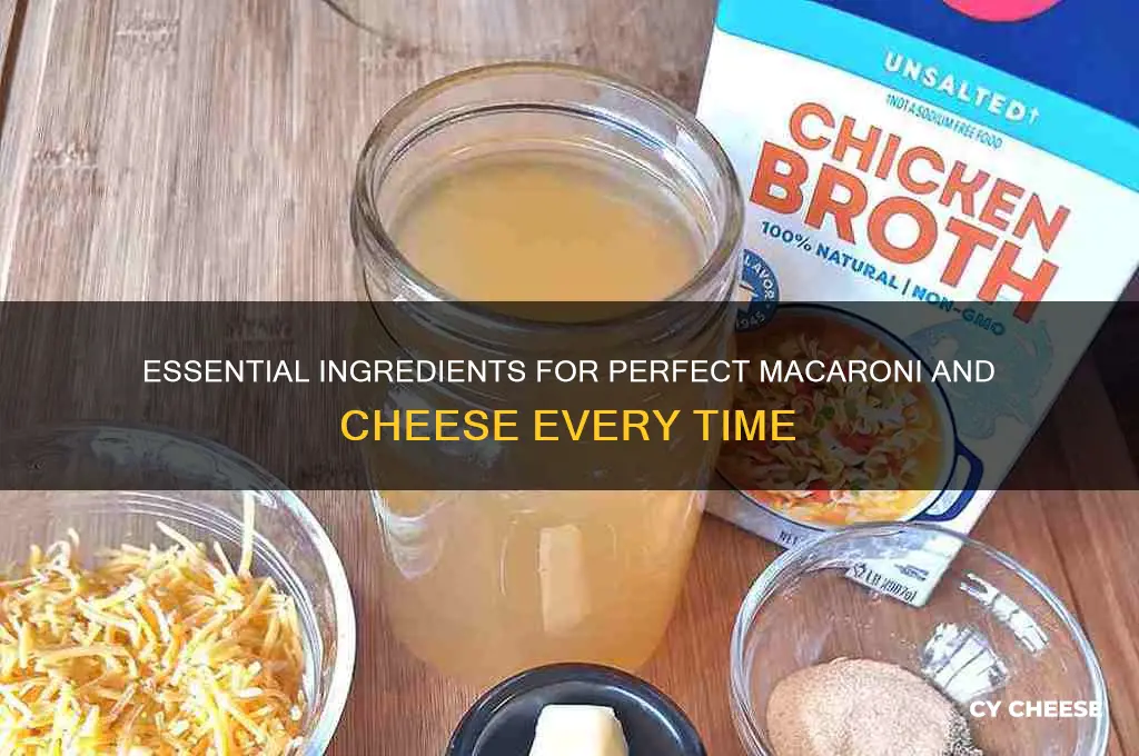 what is the minimum requierment for macorni and cheese