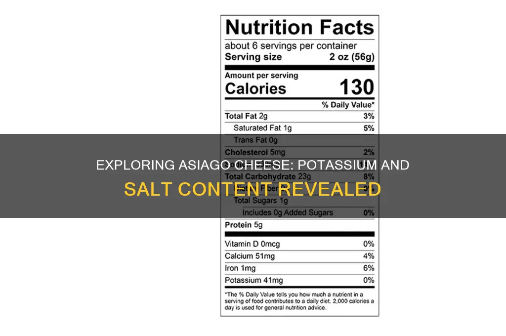 what is the potassium and salt in asiago cheese
