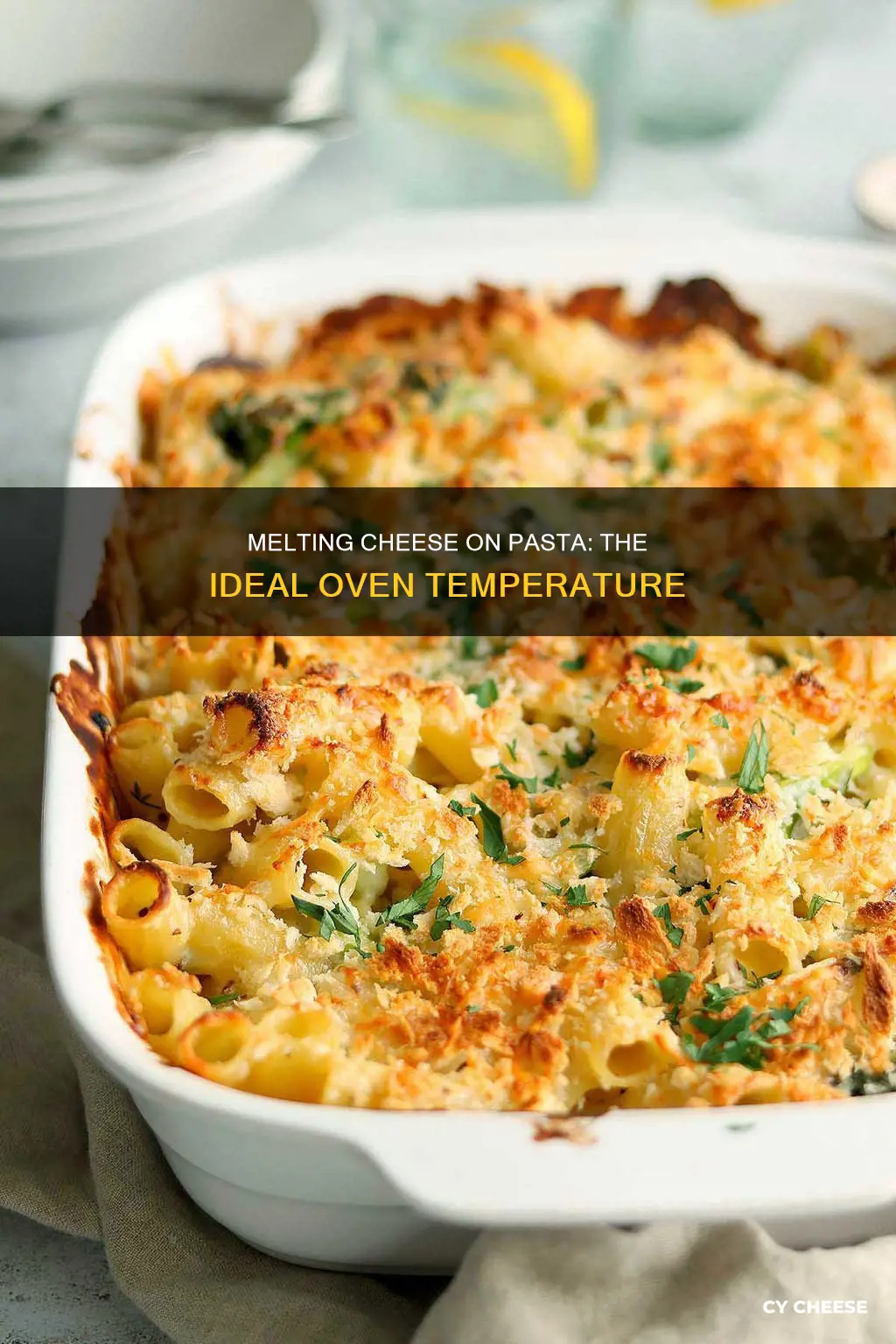 what temp to melt cheese on pasta in oven