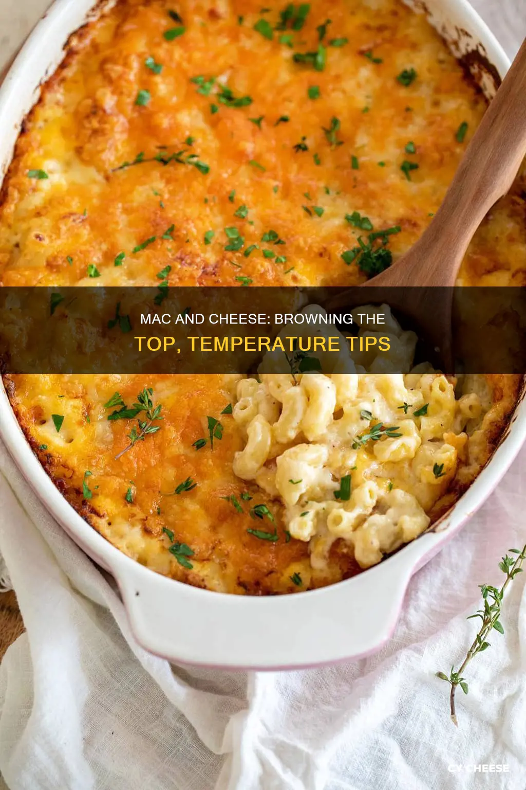 what temperature to brown top of macaroni and cheese